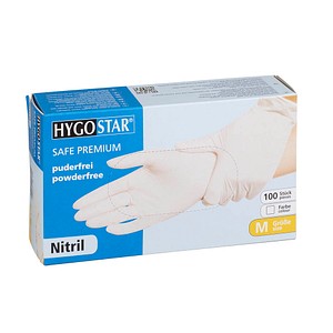 HYGOSTAR Nitril-Handschuh "SAFE PREMIUM", M, weiß