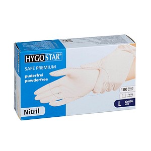 HYGOSTAR Nitril-Handschuh "SAFE PREMIUM", L, weiß