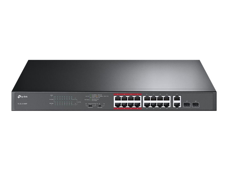 TP-LINK 16-Port 10/100 Mbps + 2-Port Gigabit Rackmount Switch with 16-Port PoE+
