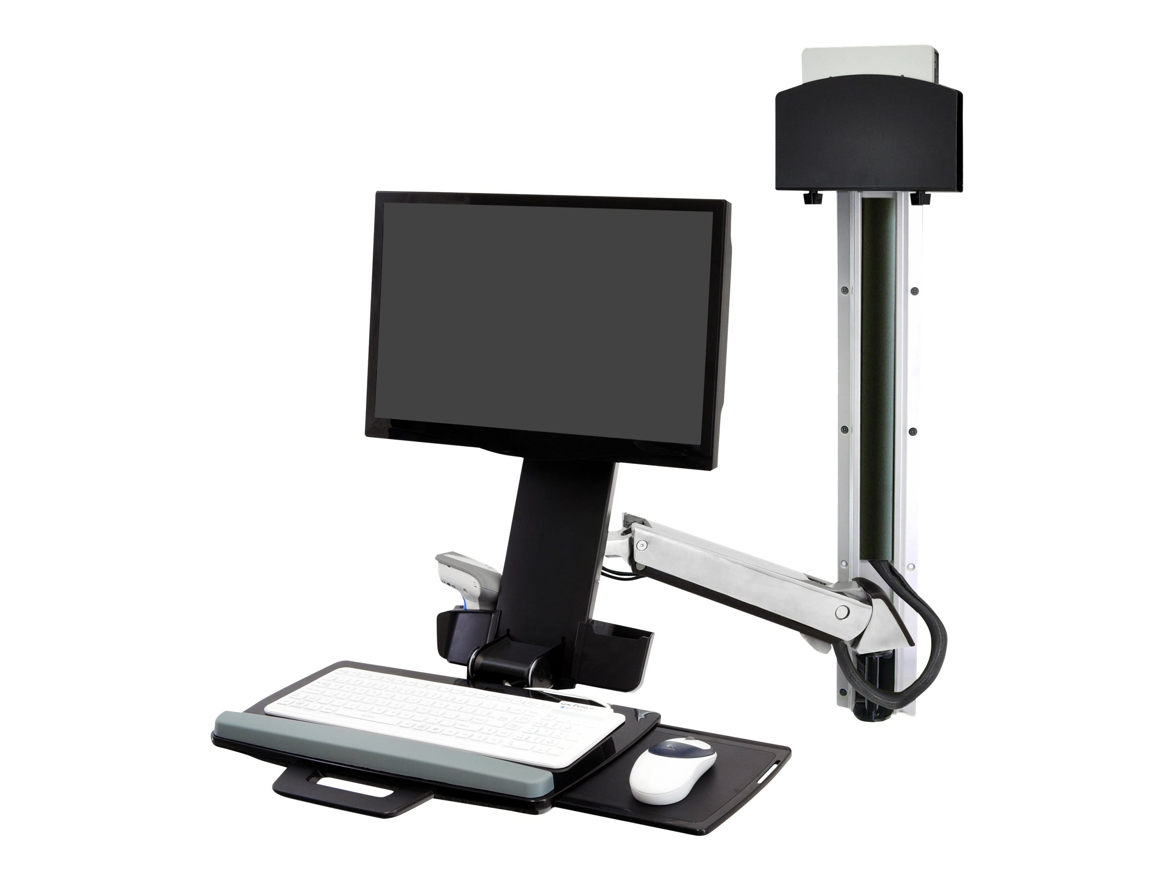 ERGOTRON StyleView Sit-Stand Combo System with Small Black CPU Holder up to 24i