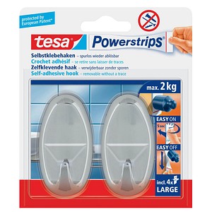 tesa Powerstrips Haken LARGE Oval, chrom