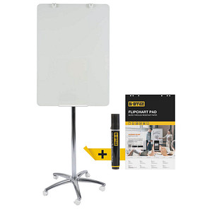 Bi-Office mobiles Glas-Flipchart, Chromgestell