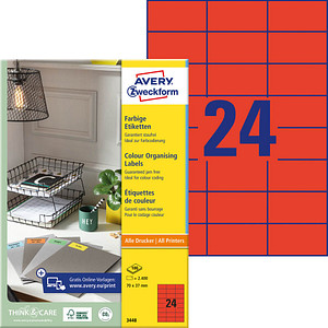 ZWECKFORM Avery - Aktenetiketten (File Folder Labels) - Rot - 70 x 37 mm - 2400