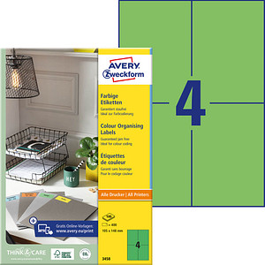 ZWECKFORM Avery - Aktenetiketten (File Folder Labels) - grün - 105 x 148 mm - 4