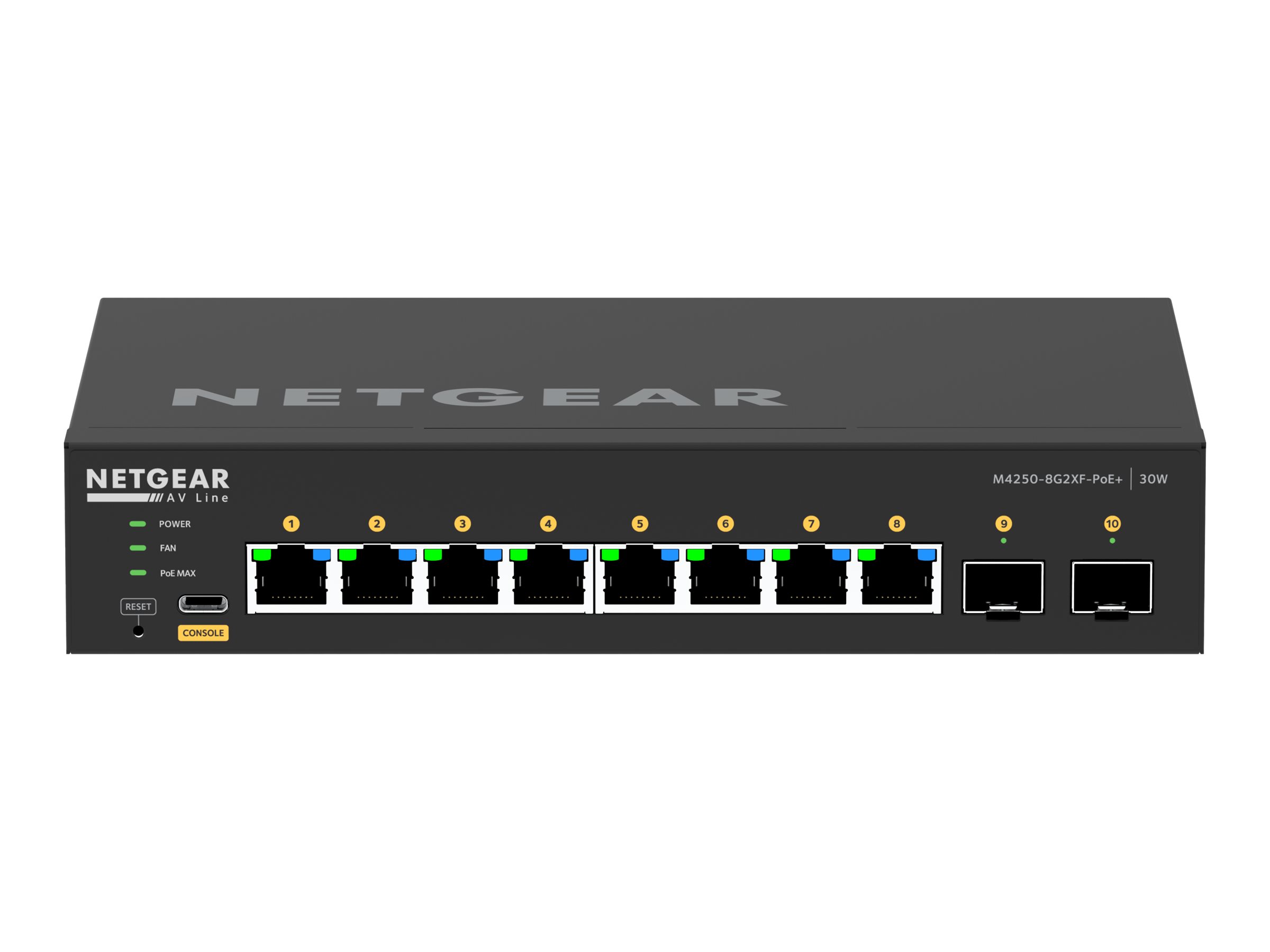 NETGEAR 10PT M4250-8G2XF-POE+ Managed Switch