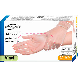 HYGONORM Vinyl-Handschuh "IDEAL LIGHT", M, weiß, puderfrei