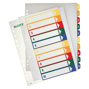 LEITZ Kunststoff-Register, Zahlen, A4 Überbreite, 1-10, PC- beschriftbar, trans