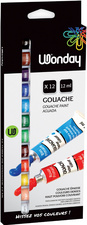 Wonday Gouachefarbe 12 ml, farbig sortiert, 12er Etui