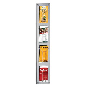 KERKMANN Wandprospekthalter,HxBxT 1020x180x65mm,4 Fächer,DIN lang,Füll T 33mm,M