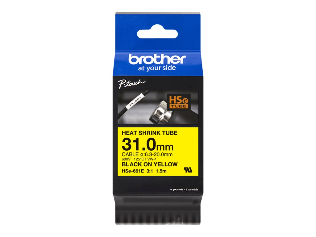 BROTHER Schrumpfschlauchkassette Brother 31,0mm gelb/schwarz  HSE661