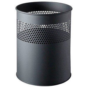 HELIT Stahl-Papierkorb, mit Lochdeckor, 15 Liter, schwarz rund, Durchmesser: 25
