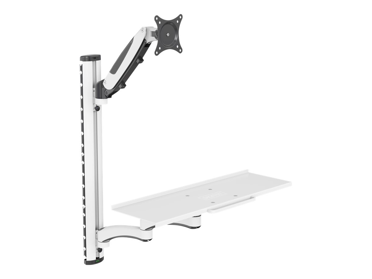 DIGITUS Monitorarm mit Maus- und Tastaturablage, weiß