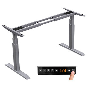 LMG höhenverstellbares Schreibtischgestell silber ohne Tischplatte T-Fuß-Gestell silber 130,0 - 160,0 x 57,0 cm