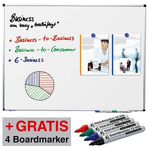 AKTION: Legamaster Whiteboard PREMIUM 180,0 x 120,0 cm weiß spezialbeschichteter Stahl + GRATIS 4 Boardmarker TZ 100 farbsortiert