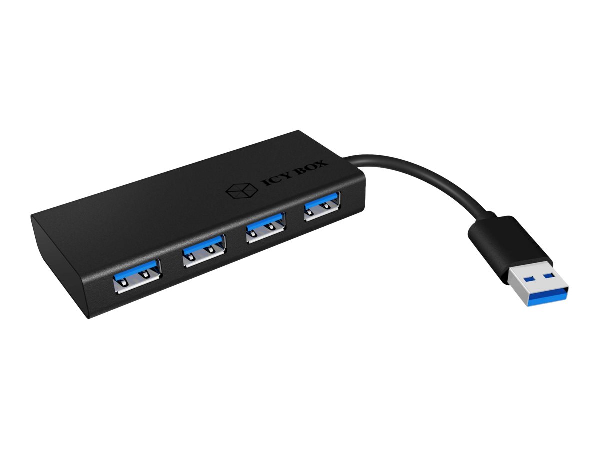 RAIDSONIC ICY BOX IB-AC6104 4-fach USB 3.0 Hub 4x USB3.0 Aluminium, schwarz + 5