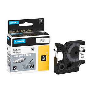 DYMO Schrumpfschlauch RHINO  18053, 9 mm schwarz auf weiß