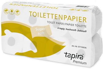 Tapira Toilettenpapier, 4-lagig, hochweiß, Großpackung