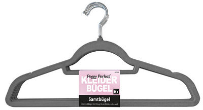 Peggy Perfect Kleiderbügel "Samtbügel" mit Steg, 6er Pack