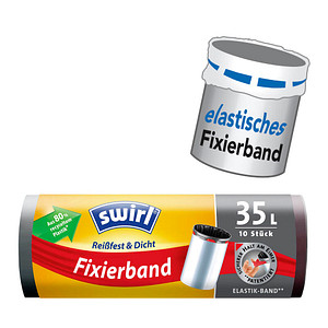 swirl Mülleimerbeutel, mit Fixierband, schwarz, 35 Liter