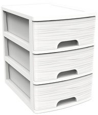 EDA Schubladenbox STONE, DIN A4, 3 Schübe, PP, weiß