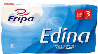 Fripa Toilettenpapier Edina, 2-lagig, hochweiß