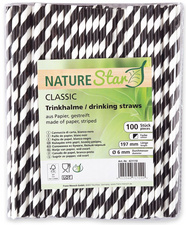 NATURE Star Papiertrinkhalme Classic, 197 mm, schwarz/weiß