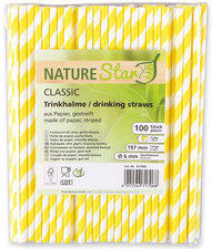 NATURE Star Papiertrinkhalme Classic, 197 mm, gelb/weiß
