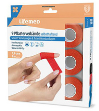 Lifemed Pflasterverband, selbsthaftend, rot, 9er
