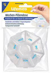Lifemed Wochen-Pillendose, Kunststoff, transparent / blau