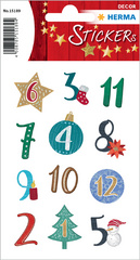 HERMA Weihnachts-Sticker DECOR Adventskalenderzahlen Symbole