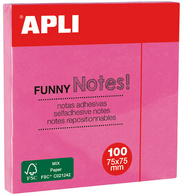 APLI Haftnotizen "FUNNY Notes!", 75 x 75 mm, neonpink