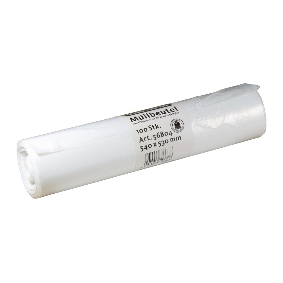 Müllbeutel  30 Liter, 10 µ, HDPE weiß, 540 x 530 mm | 100 Stück/Rolle 1 A Material HDPE, Flachsack