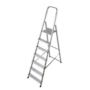 KRAUSE Haushaltsleiter CORDA silber 7 Stufen, H: 220,0 cm