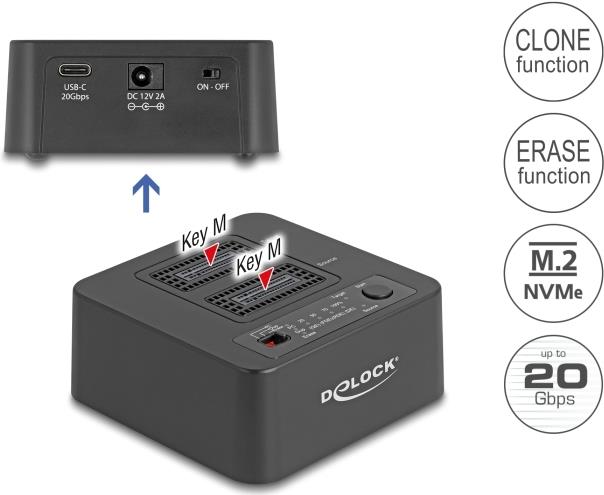 DELOCK USB 20 Gbps M.2 Dockingstation 2x M.2 NVMe PCIe SSD