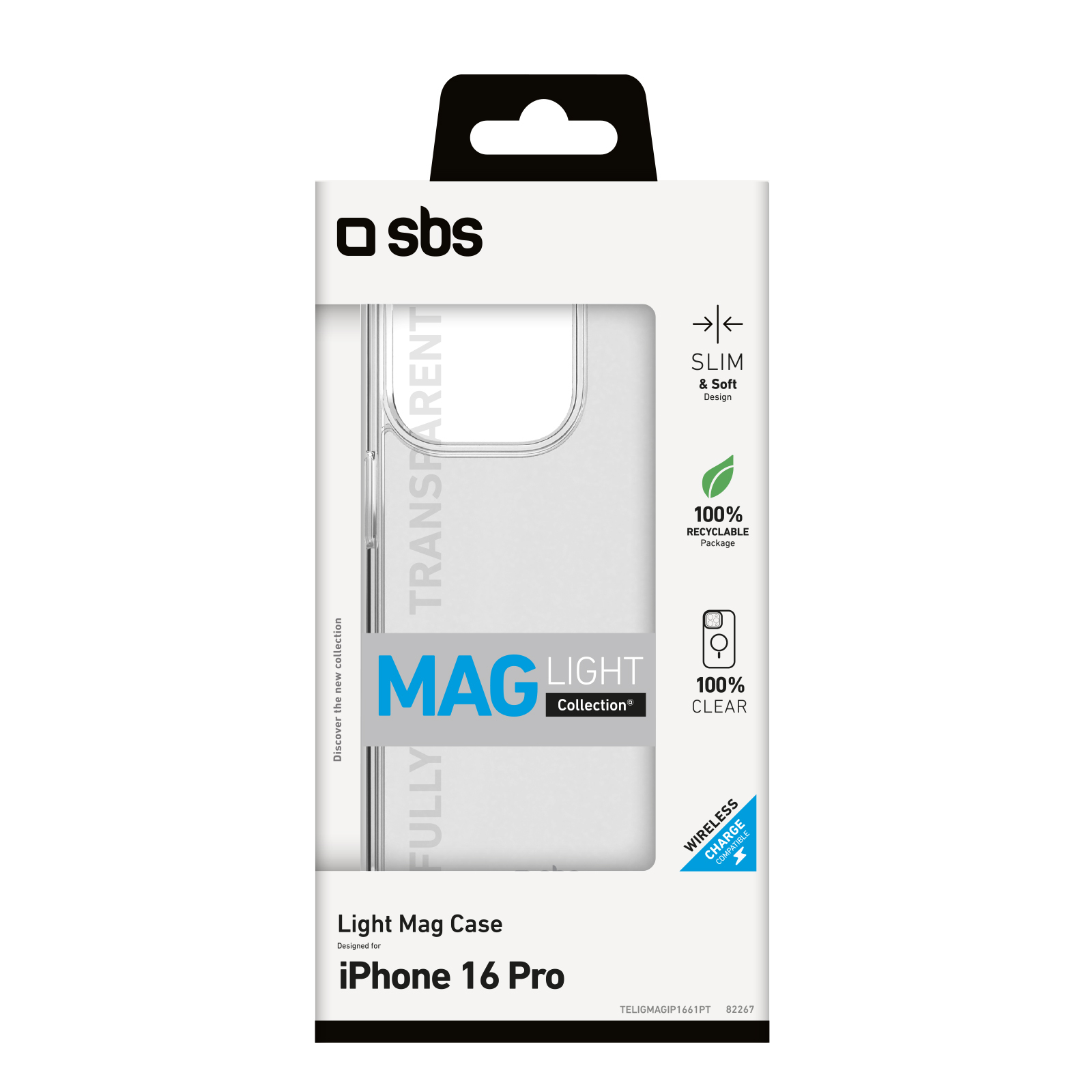 SBS Light Mag Cover kompatibel für iPhone 16 Pro transparent