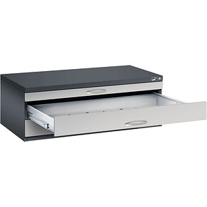 CP 7100 Planschrank schwarzgrau, weißaluminium 3 Schubladen 110,0 x 76,5 x 42,0 cm
