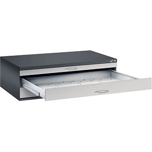 CP 7200 Planschrank schwarzgrau, weißaluminium 3 Schubladen 135,0 x 96,0 x 42,0 cm