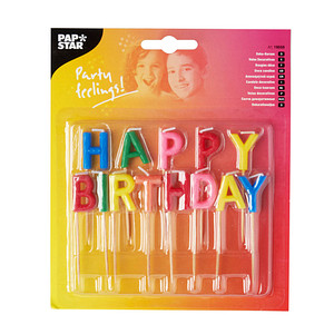 PAPSTAR Kuchenkerzen-Set "Happy Birthday", 13-teilig