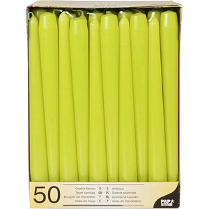 PAPSTAR Leuchterkerzen, 22 mm, limonengrün, 50er Pack