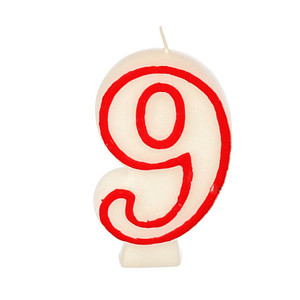 PAPSTAR Zahlenkerzen 9 weiß, rot