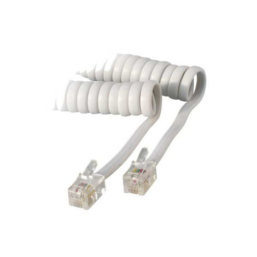 SCONN Hörerkabel gewendelt 4 m Western/Western 4/4 weiss