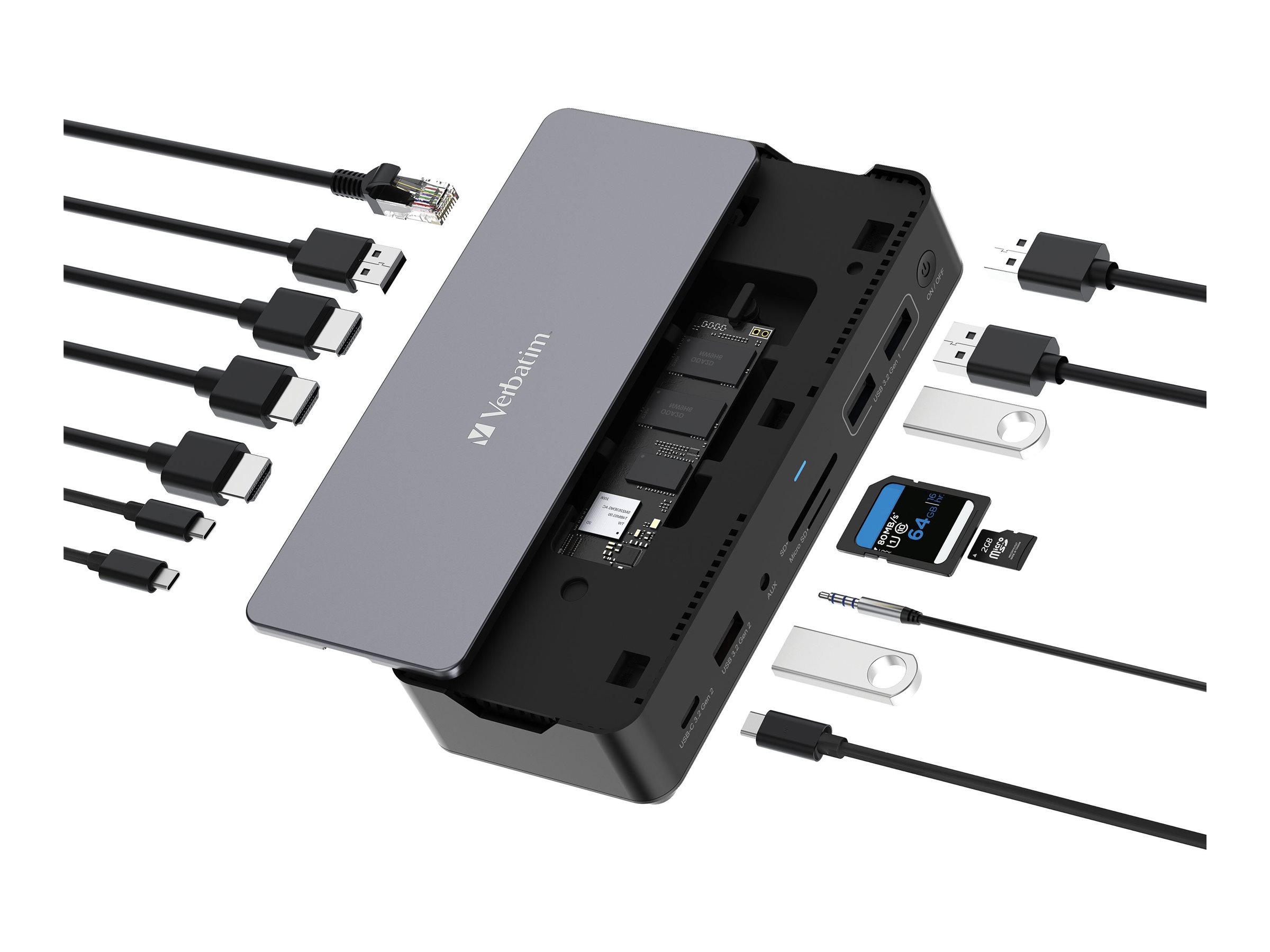 VERBATIM USB-C Pro Docking Station 15 Port SSD slot CDS-15S
