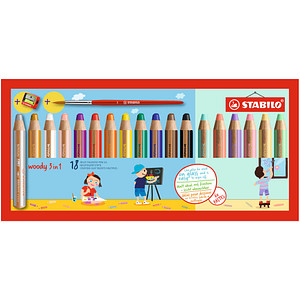 STABILO Multitalentstift woody 3 in 1, 18er Etui Pastell