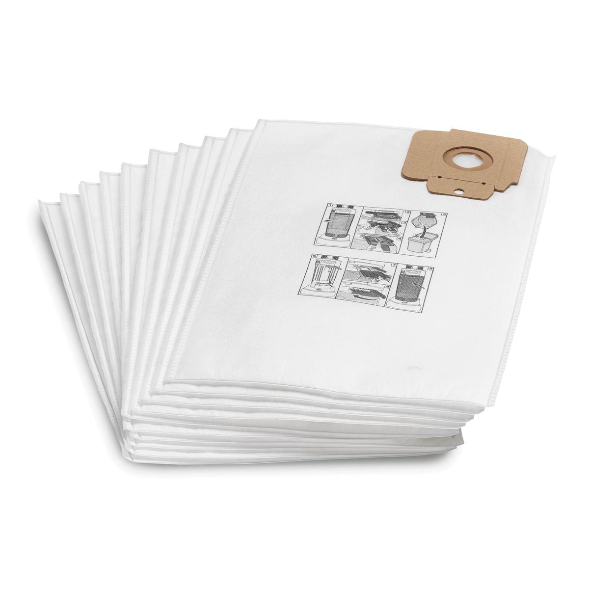 Staubsaugerbeutel Vlies, weiß | 10 Stück/Pack passend für Kärcher CV 30/1, CV 38/2, CV 38/2 Adv, CV 48/2, CV 48/2 Adv, CV 30/1, CV 38/2, CV 48/2, CV 48/2 Adv