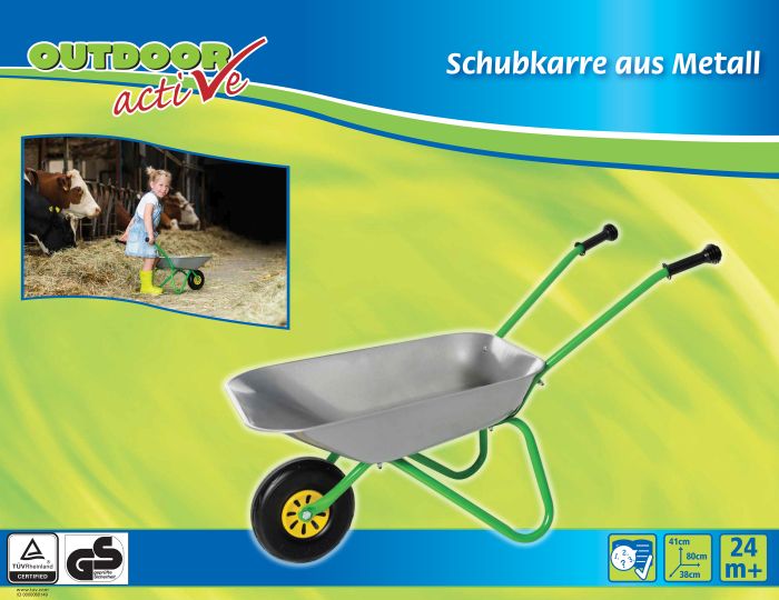 OA Schubkarre-Metall, silber/grün OA Schubkarre-Metall, silber/grün