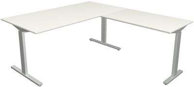 kerkmann Schreibtisch Form 2 mit Anbau, (B)1.600 mm, weiß