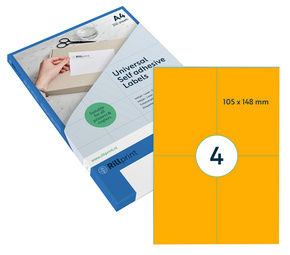 rillprint Fluoreszierende Etiketten, 105 x 148 mm, orange