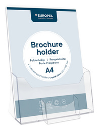 EUROPEL Tisch-Prospekthalter, A4 hoch, mit Visitenkartenfach