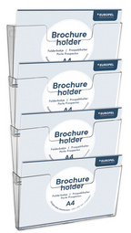EUROPEL Wand-Prospekthalter, A4 quer, 4 Fächer, glasklar