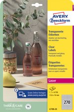 AVERY Zweckform Transparente Etiketten, 80 mm, rund AVERY Zweckform Transparente Etiketten, 80 mm, rund